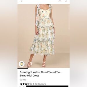 Lulu's Pastel Yellow Floral Midi Dress